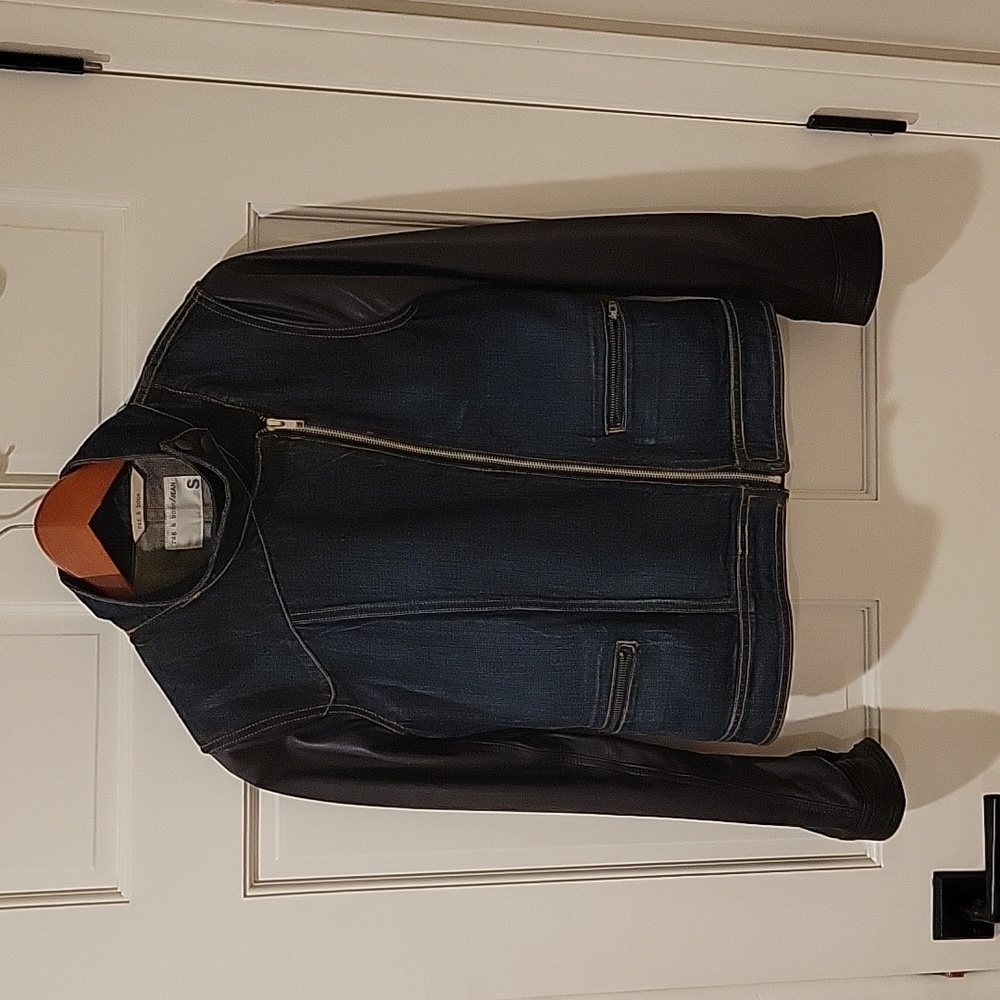 Rag and bone denim and leather moto jacket